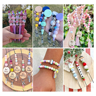 150Pcs 15 Styles Silicone Beads SIL-TA0001-25-1