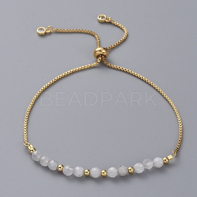 Adjustable Natural Rainbow Moonstone Slider Bracelets X-BJEW-JB04929-02-1