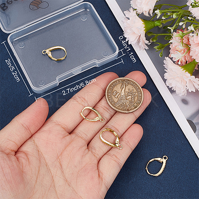 4Pairs Brass Micro Pave Clear Cubic Zirconia Leverback Earring Findings KK-BBC0021-97G-1