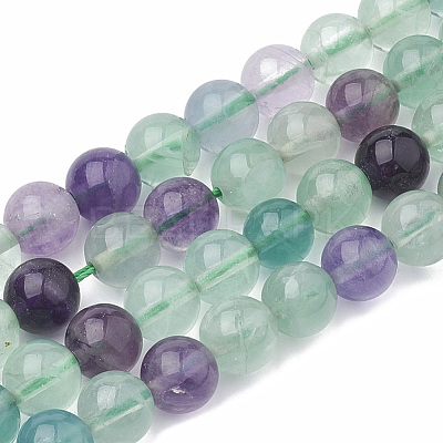 Natural Fluorite Beads Strands G-S333-8mm-006-1
