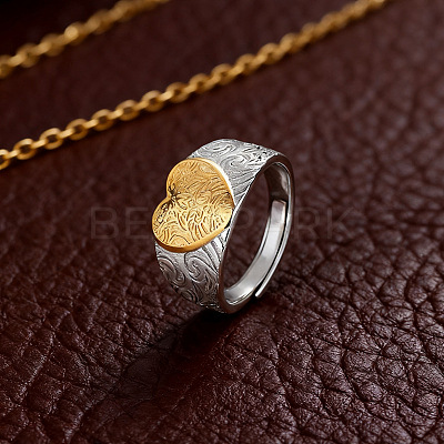 Heart Adjustable Brass Finger Rings WG5155F-01-1