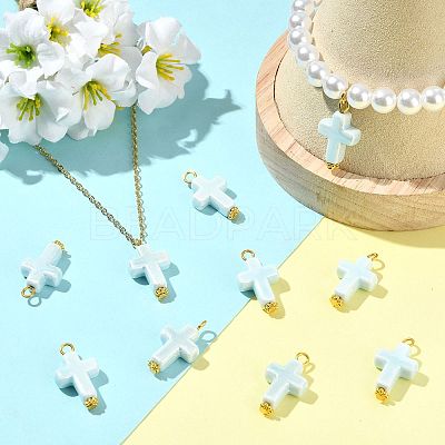 10Pcs Handmade Porcelain Pendants PALLOY-FS00079-1
