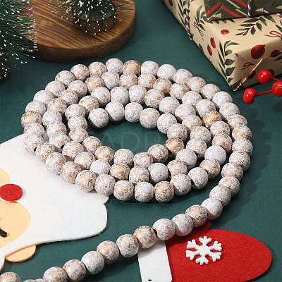 Christmas Wood Round Beads Hanging Ornaments HJEW-CA00082-1