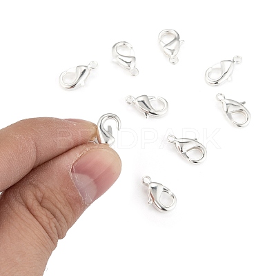 Silver Color Plated Brass Lobster Claw Clasps X-KK-902-S-NF-1