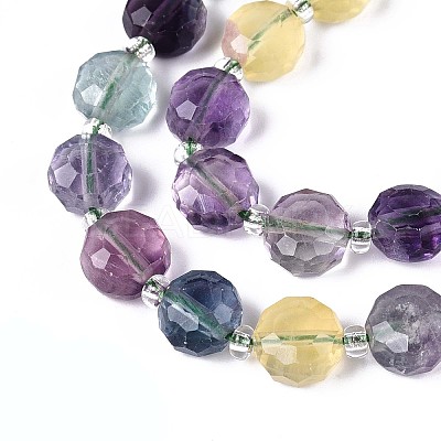 Natural Rainbow Fluorite Beads Strands G-B153-B16-1