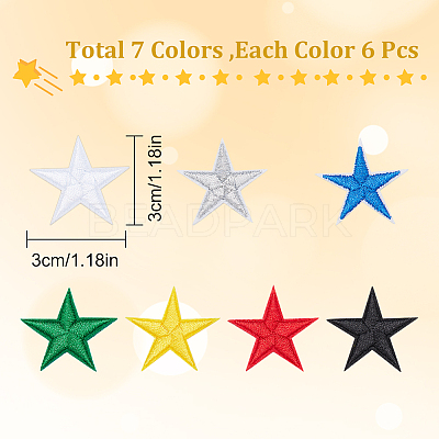 42Pcs 7 Colors Computerized Embroidery Cloth Iron on/Sew on Patches DIY-GF0006-41-1