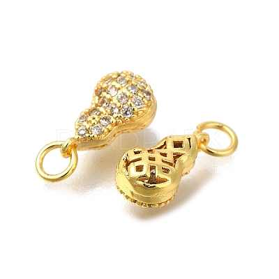 Rack Plating Brass Micro Pave Cubic Zirconia Charms KK-F883-08G-1