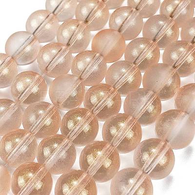 Frosted Transparent Glass Bead Strands GLAA-P065-10mm-05-1