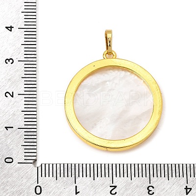 Rack Plating Carved Natural White Shell Pendants SH-CBA69D1-05G-1