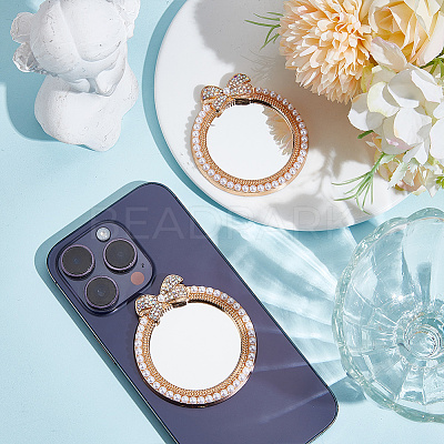 2Pcs Alloy Rhinestones & Glass Makeup Mirror AJEW-DR0001-88H-G-1