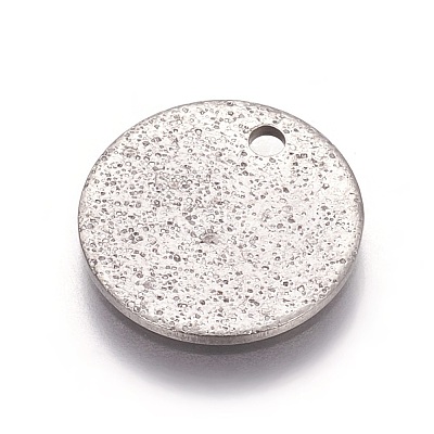 Non-Tarnish 304 Stainless Steel Textured Pendants X-STAS-I098-01-12mm-P-1