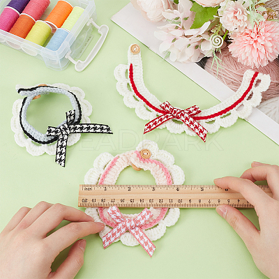 3Pcs 3 Colors Acrylic Fibers Cat Bowknot Collar AJEW-FG0004-34-1