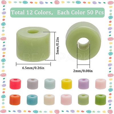 600Pcs 12 Colors Opaque Acrylic Beads OACR-SC0001-50-1