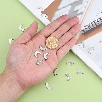 Tarnish Resistant Crescent Moon Stainless Steel Charms Pendants STAS-Q168-06-1