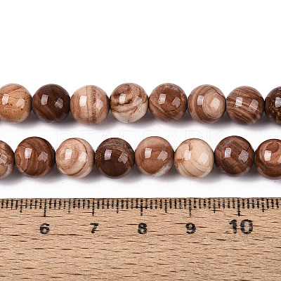 Natural Wood Lace Stone Wooden Jasper Beads Strands G-T143-30A-03-1