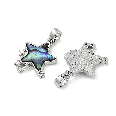 Natural Paua Shell Star Pendants KK-U043-22P-01-1