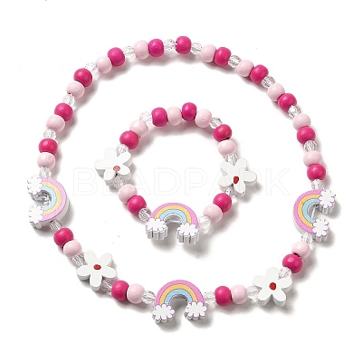 Maple Wood & Acrylic Jewelry Set SJEW-C003-02T-1