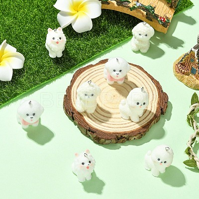 4Pcs 4 Styles Flocking Resin Pendants RESI-YW0005-15-1