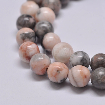 Natural Pink Zebra Jasper Beads Strands G-P231-01-6mm-1