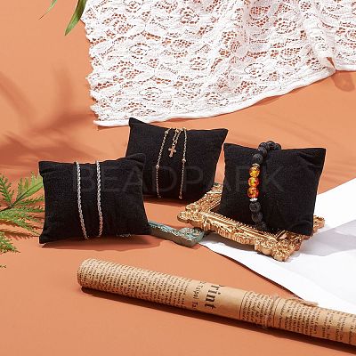 Black Rectangle Velvet Pillow Jewelry Bracelet Watch Display X-BDIS-I001-01-1
