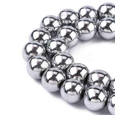 Non-magnetic Synthetic Hematite Beads Strands G-S096-10mm-3-1