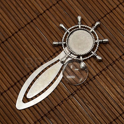 18mm Clear Domed Glass Cabochon Cover for Antique Silver DIY Alloy Portrait Helm Bookmark Making DIY-X0119-AS-NR-1