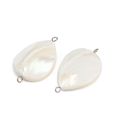 Natural Shell Teardrop Connector Charms STAS-D378-28P-1