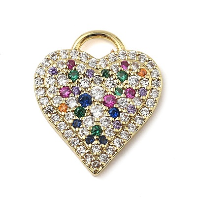 Brass Micro Pave Cubic Zirconia Pendants KK-I276-29G-1