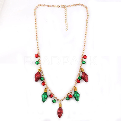 Christmas Bell & Bulb Alloy Pendant Necklaces & Dangle Earrings Sets WGF6150-01-1