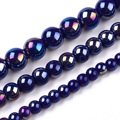 Electroplate Opaque Glass Beads Strands LS-GLAA-T032-P8mm-AB03-1