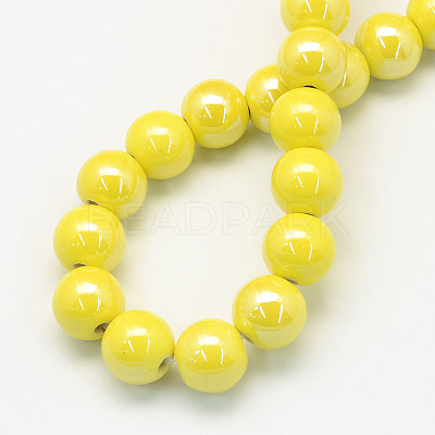 Pearlized Handmade Porcelain Round Beads X-PORC-S489-8mm-10-1