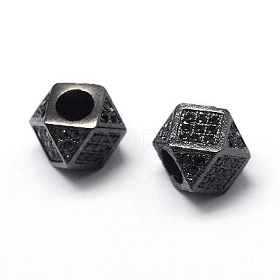 Rack Plating Brass Cubic Zirconia Beads ZIRC-S029-01B-1