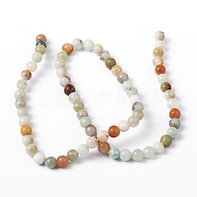 Natural Flower Amazonite Round Bead Strands X-G-D608-6mm-1