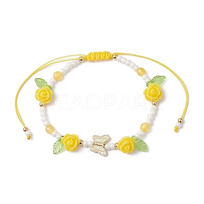 Glass Seed Bead and Resin Braided Bead Bracelets for Women BJEW-MZ00237-01-1