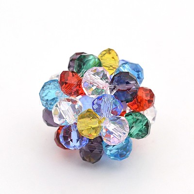 Transparent Glass Crystal Beaded Round Beads X-GLAA-A034-6mm-A14-1