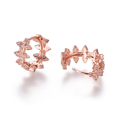 Brass Micro Pave Cubic Zirconia Huggie Hoop Earrings EJEW-F209-05RG-1