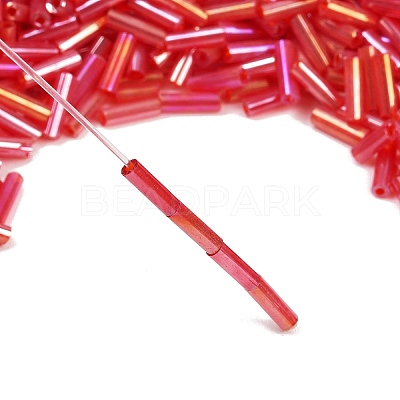 Transparent Colours Rainbow Glass Bugle Beads X-TSDB6MM165B-1