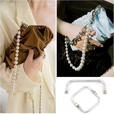 2Pcs 2 Style Aluminium Purse Handle Frame FIND-CA0003-24A-1