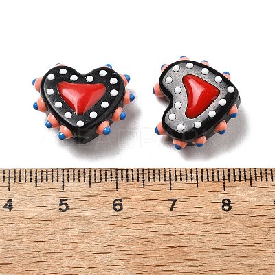 Painted Glass Beads Bumpy Beads Heart X-LAMP-V001-07F-1