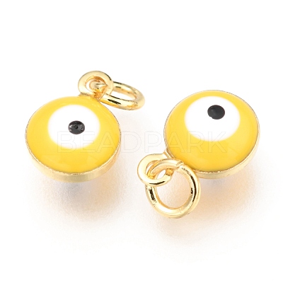 Brass Enamel Charms KK-B024-02G-G-1
