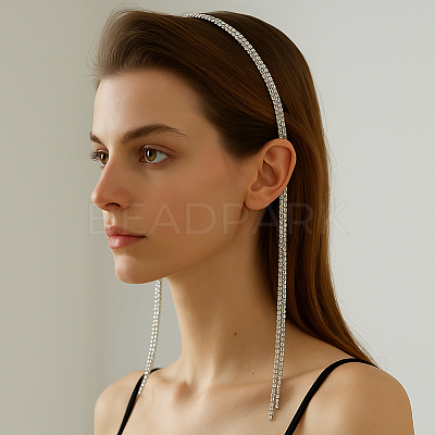 2Pcs 2 Styles Iron and Rhinestones Hair Bands OHAR-HY0001-05-1