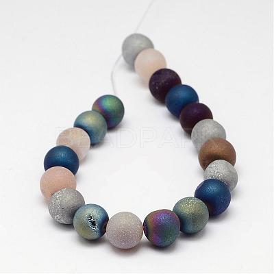 Electroplate Natural Agate Bead Strands G-J349-A-8mm-1