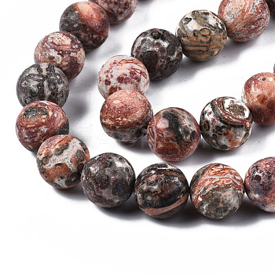 Natural Leopard Skin Jasper Round Beads Strands G-S182-12mm-1