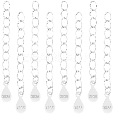 10Pcs 925 Sterling Silver Twisted Extender Chains STER-BBC0008-99-1
