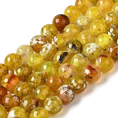 Dyed & Heated Natural Fire Crackle Agate Beads Strands G-P539-B01-13-1