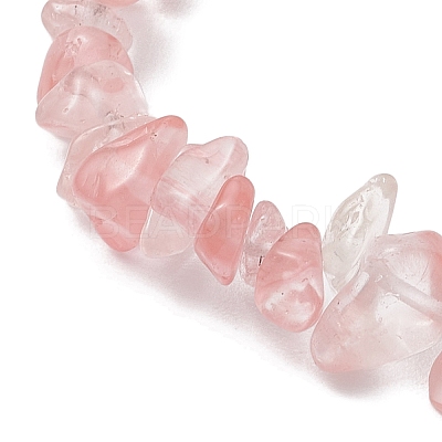 Synthetic Cherry Quartz Glass Chip Beaded Stretch Bracelets BJEW-JB11133-02-1