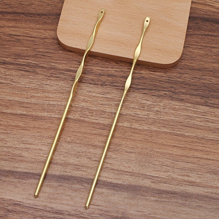 Twisted Brass Hair Stick Findings OHAR-PW0001-346C-1