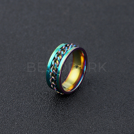 304 Stainless Steel Rotatable Chain Finger Rings for Men FS-WG60CA3-34-1