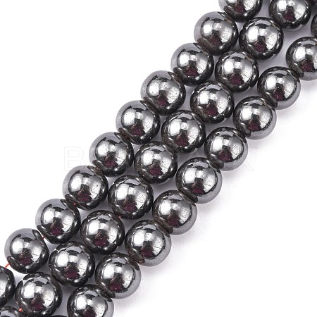 Magnetic Synthetic Hematite Beads Strands G-Q893-12mm-1