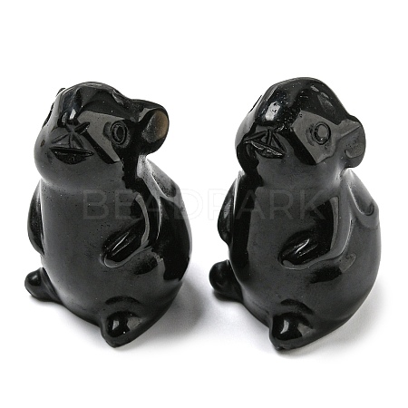 Natural Obsidian Carved Healing Mouse Figurines DJEW-D012-02C-1